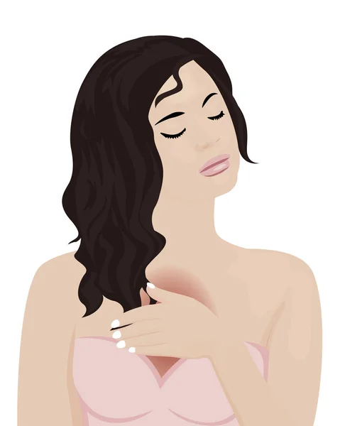 A girl having heartburn and struggling from discomfort vector illustration. Reflux diagnosys — Stock Vector