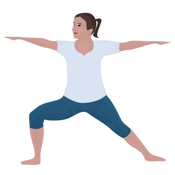 Una chica en pose de yoga — Vector de stock