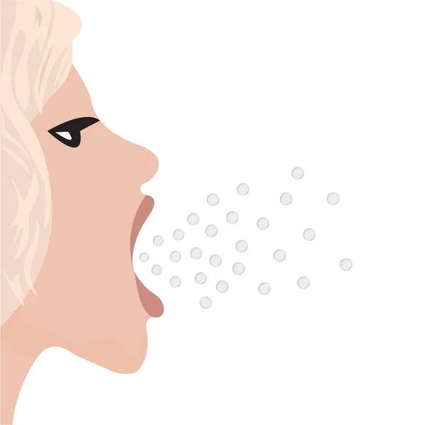 Un eructo de la boca de una hermosa chica — Vector de stock