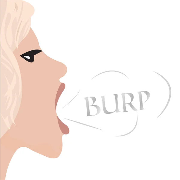 Un eructo de la boca de una hermosa chica — Vector de stock