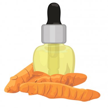 Turmeric roots essential oil clipart