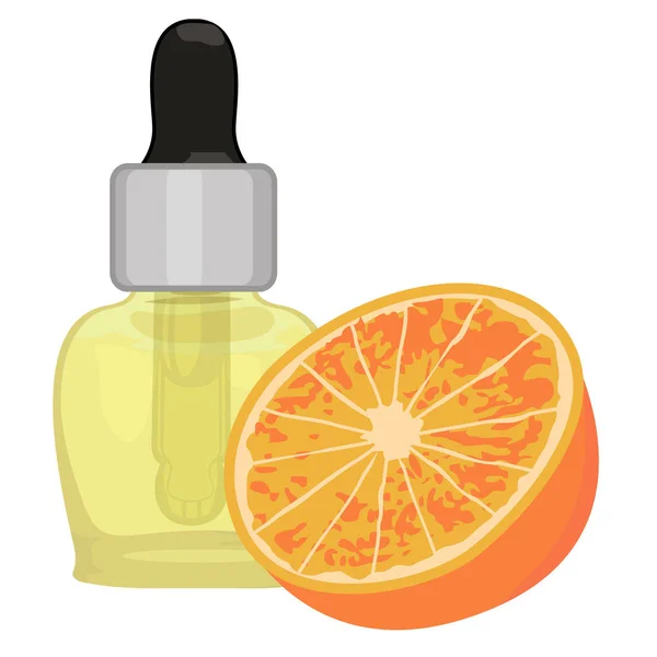 Narancs illóolaj vektoros illusztráció aromaterápia egészségügyi ellátás — Stock Vector
