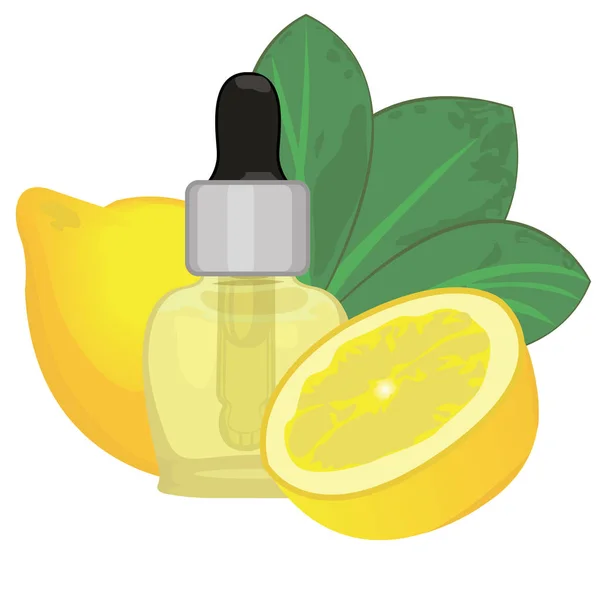 Cytryna olejku ilustracja wektor Aromaterapia opieka zdrowotna — Wektor stockowy