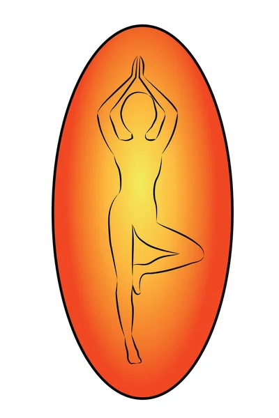 Woman doing yoga exercise logo — 스톡 벡터