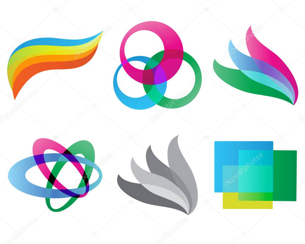 Set of Geometric colored shaped logo isolated vector illustration