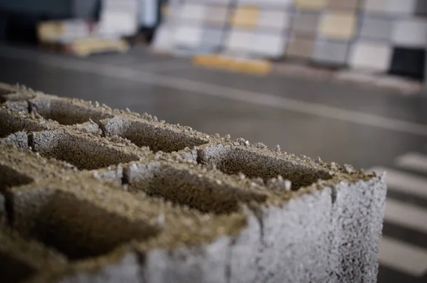 Imagen Borrosa Movimiento Bloques Construcción Cemento Apilados Fondo Del Almacén —  Fotos de Stock