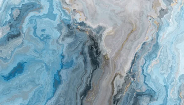 グレーとゴールドの介在物を有する青大理石パターン 抽象的なテクスチャと背景 イラスト — ストック写真