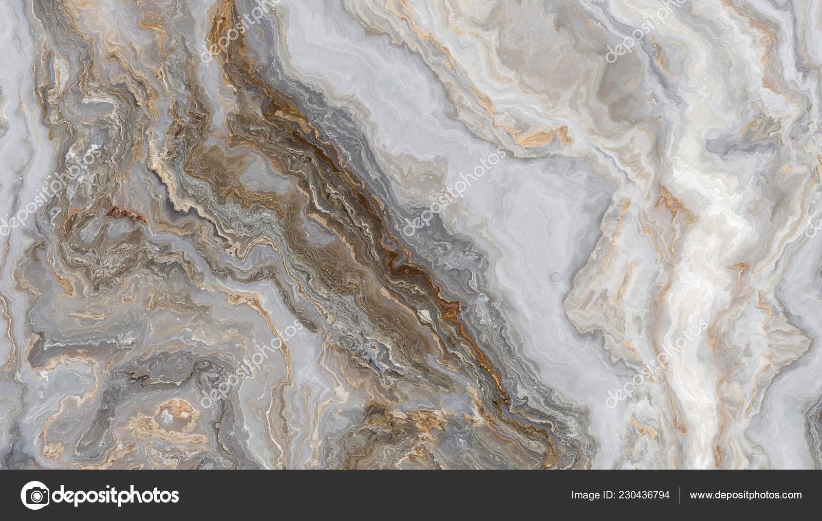 White marble with grey and brown veins White Marble Pattern Curly