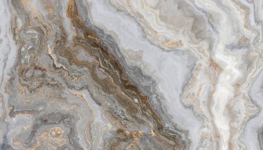 Kıvırcık gri ve altın damarlı beyaz mermer desenli. Soyut doku ve arkaplan. 2B illüstrasyon