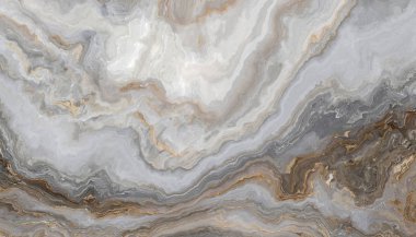 Kıvırcık gri ve altın damarlı beyaz mermer desenli. Soyut doku ve arkaplan. 2B illüstrasyon