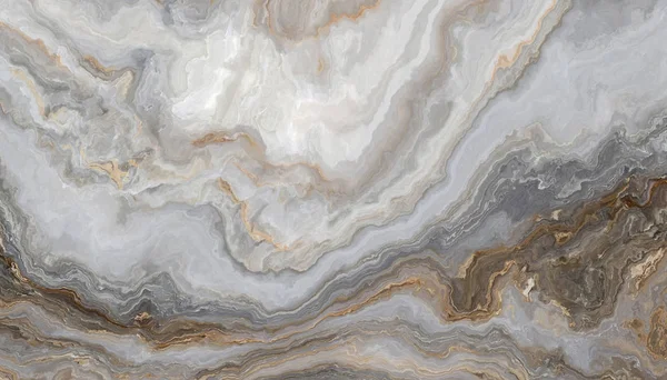Kıvırcık gri ve altın damarlı beyaz mermer desenli. Soyut doku ve arkaplan. 2B illüstrasyon