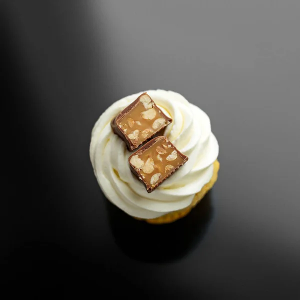 Cupcake Crème Délicate Chocolat Vue Dessus Concept Nourriture Desserts Vacances — Photo