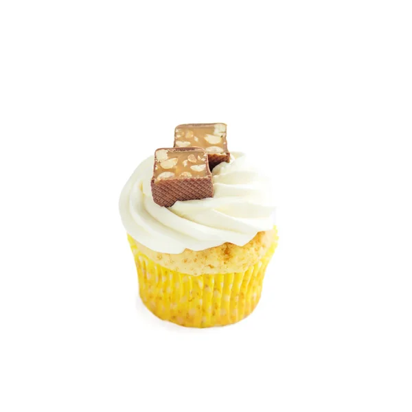 Cupcake Crème Délicate Chocolat Sur Fond Blanc Concept Nourriture Desserts — Photo