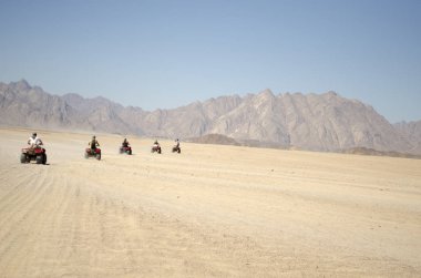 turistler çölde Quad bisiklet üzerinde