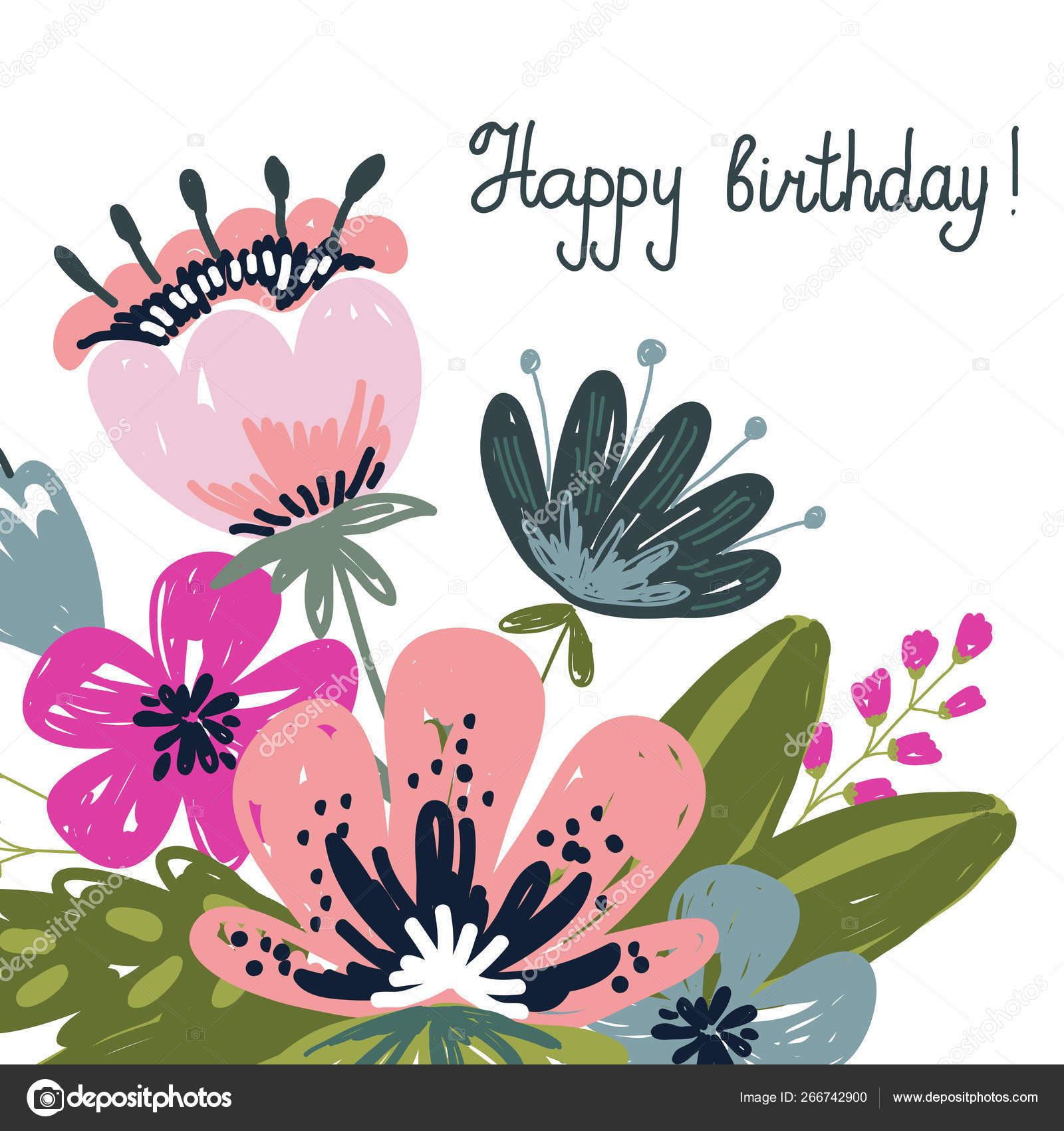 Greeting Card Happy Birthday Hand Drawng Brush Picture Flowers And Leaves Arrangements Solated On A White Background Vector Stock Vector C Gev 226 Mail Ru Greeting Card Happy Birthday Hand Drawng Brush Picture Flowers And Leaves Arrangements Solated On A White Background Vector Stock Vector C Gev 226 Mail Ru