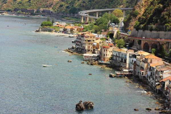 Scilla Chianalea Köyünün Panoramik Görünümü Calabria — Stok fotoğraf