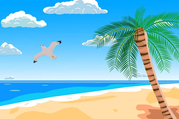 Ilustrace Pláže Mořem Koncept Letních Prázdnin — Stockový vektor