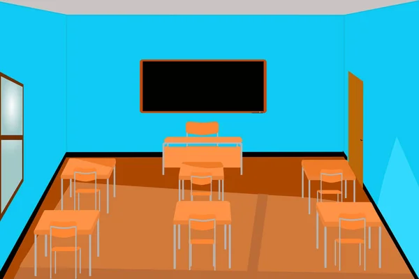 Escuela Ilustración Aula Vacía Vista Desde Dentro — Vector de stock