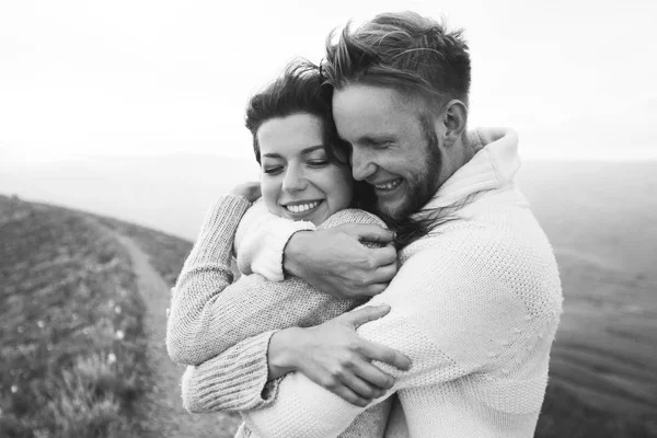 Retrato Primer Plano Del Hombre Mujer Juntos Tonificación Blanco Negro —  Fotos de Stock