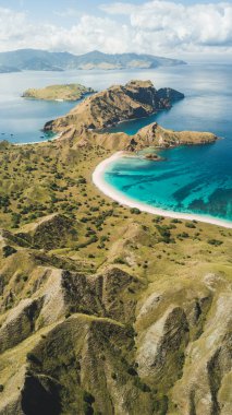 Komodo Milli Parkı Padar adasının havadan dikey görünümü, In