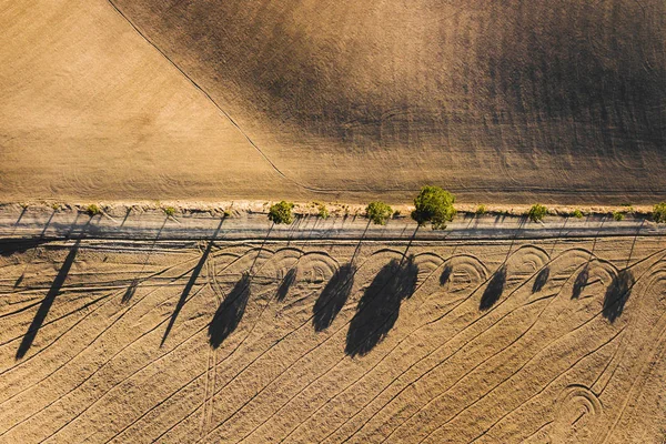 Abstract drone view of famous Tuscan hills in San Quirico d'Orci — Stock Photo, Image