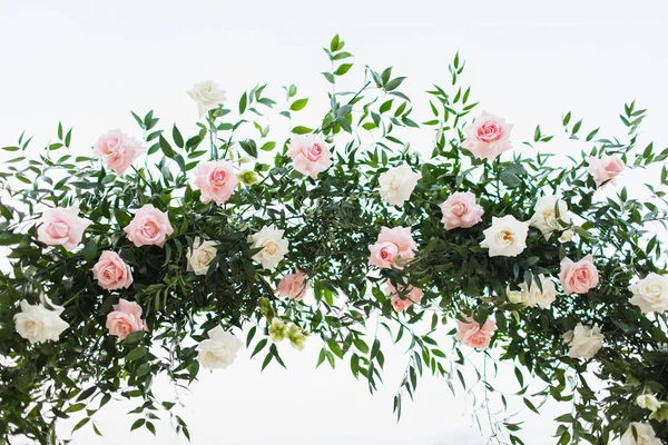 婚礼拱门布置装饰. 绿叶和玫瑰i — 图库照片