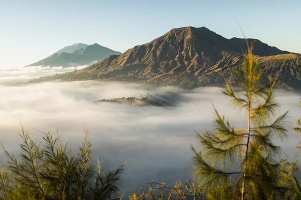 Sunrise View Mount Batur Volcano Bali Pinggan Village Beautiful Sunrise — Stock Photo, Image