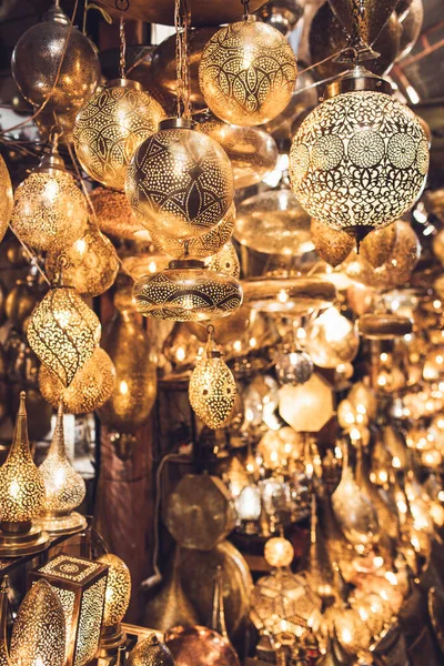 Traditionelle Marokkanische Souvenirlampen Auf Dem Lokalen Markt Souk Marrakesch Medina — Stockfoto