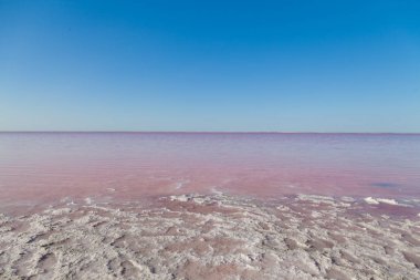 Tuz Gölü su pembe ve mavi deniz, yatay
