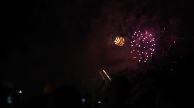 bir sürü insan havai fişek Fireworks gece tatil izlerken
