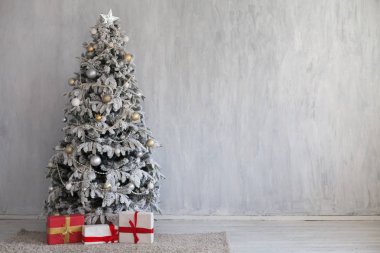 Noel ağacı kış yeni yıl 2019 dekor hediyeler arka plan