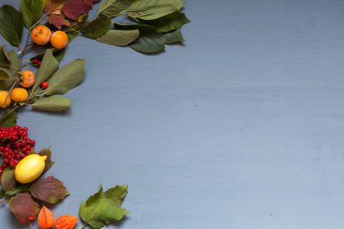 çilek meyve somun sonbahar arka plan sarı ve kırmızı yaprakları