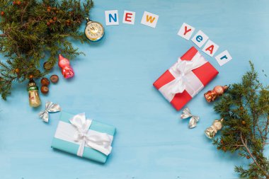 mutlu yeni yıl Noel Noel ağacı oyuncak hediye tatil kış arka plan