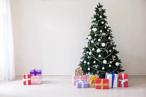 Christmas tree with presents new year holidays winter toys — Stock Photo, Image