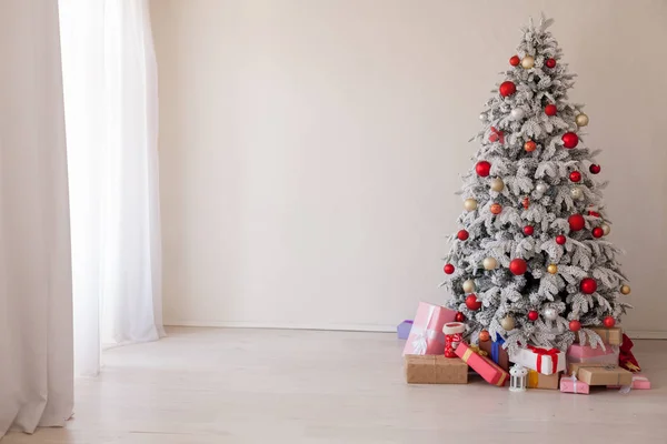 Natale nuovo anno albero appartamento vacanze biglietto di auguri — Foto Stock
