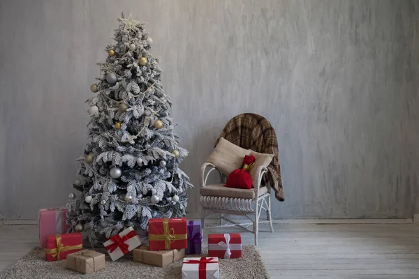 Vánoční pozadí vánoční stromeček nový rok dárky výzdoba dekorace Zimní dovolená — Stock fotografie