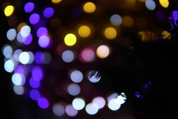 Neujahr Weihnachtsbeleuchtung Bokeh Urlaub Winter — Stockfoto