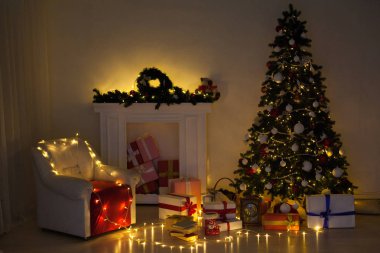 Yeni yıl Noel ağacı kış tatil hediyeler iç kartpostal dekor kış