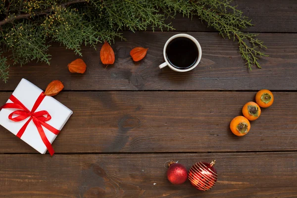 Weihnachtsbaum Hintergrund Neujahr Urlaub Geschenke Winter Dekor — Stockfoto