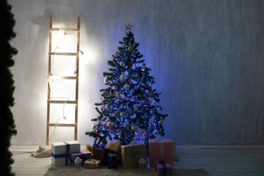 Ana sayfa yeni yıl tatil hediye Garland beyaz Noel ağacı mavi ışıklar