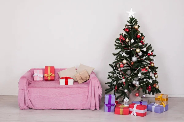 Weihnachtsbaum Haus Interieur Neujahr Urlaub Geschenke Winter Dekor — Stockfoto