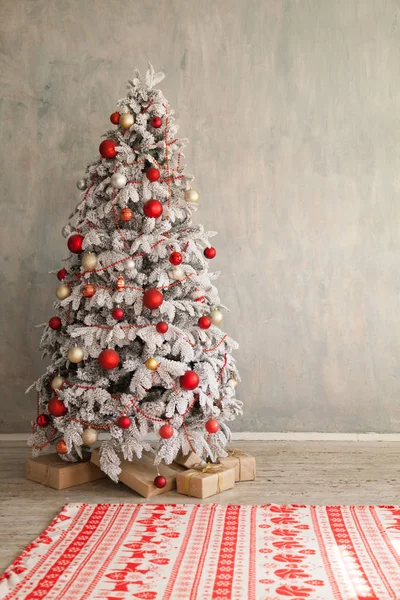 Weihnachten Hintergrund Weihnachtsbaum Neujahr Geschenke Dekor Dekoration Urlaub Winter — Stockfoto