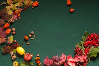 meyve fındık renkli yaprakları üzerinde arka plan Kahvaltı Öğle Yemeği akşam yemeği için