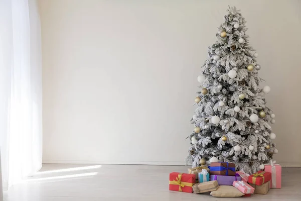 Inverno Natale Sfondo Letto Camera Letto Albero Vacanze Regali Nuovo — Foto Stock