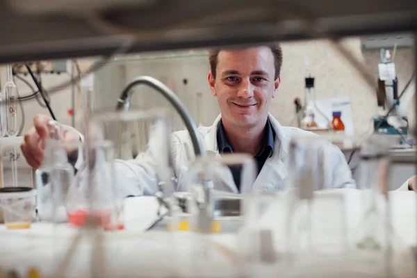 Scientist in a laboratory analyzes lab. analysis, dna, bio, microbiology — Stock Photo, Image