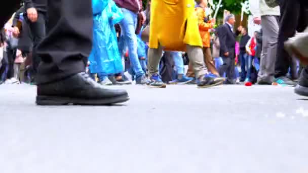 걷는 사람들의 많은 다리 — 비디오