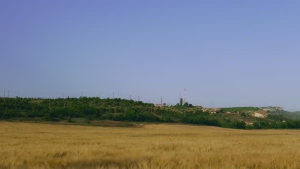 Panorama Antiguo Molino de viento Pueblo Campo . — Vídeos de Stock