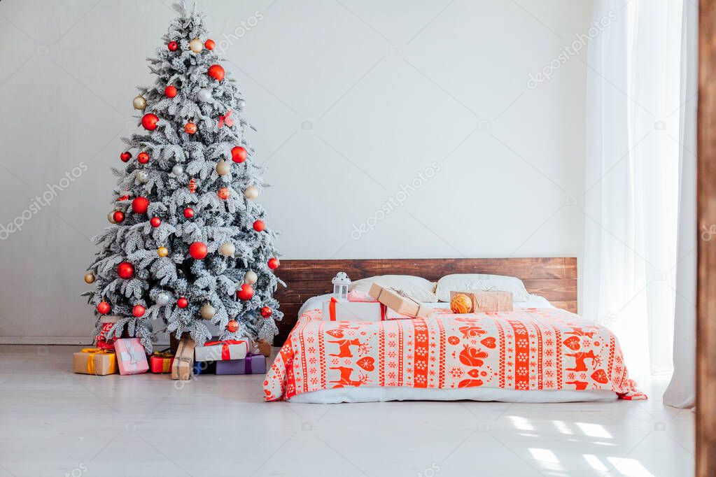 Christmas Tree New Year presents holiday winter interior background