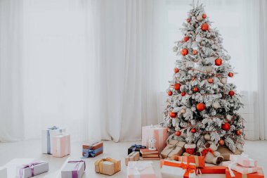 Noel yılbaşı ağacı tatil kış hediye süslemeleri arka plan