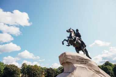 Rusya St. Petersburg - 15 Ağustos 2019 Bakır Süvari Anıtı